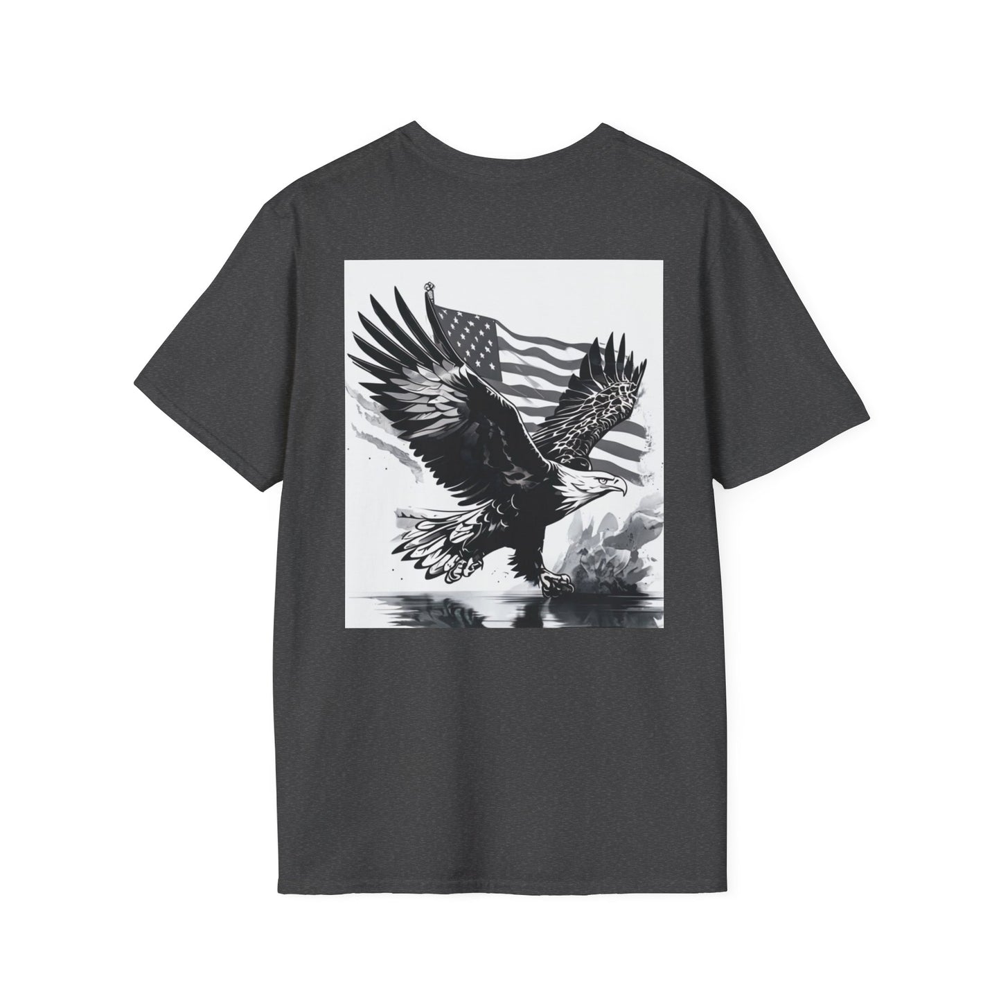 Patriotic Eagle Unisex Softstyle T-Shirt, American Eagle Tee, Fourth of July Shirt, Nature Lover Gift, Casual Vintage Style