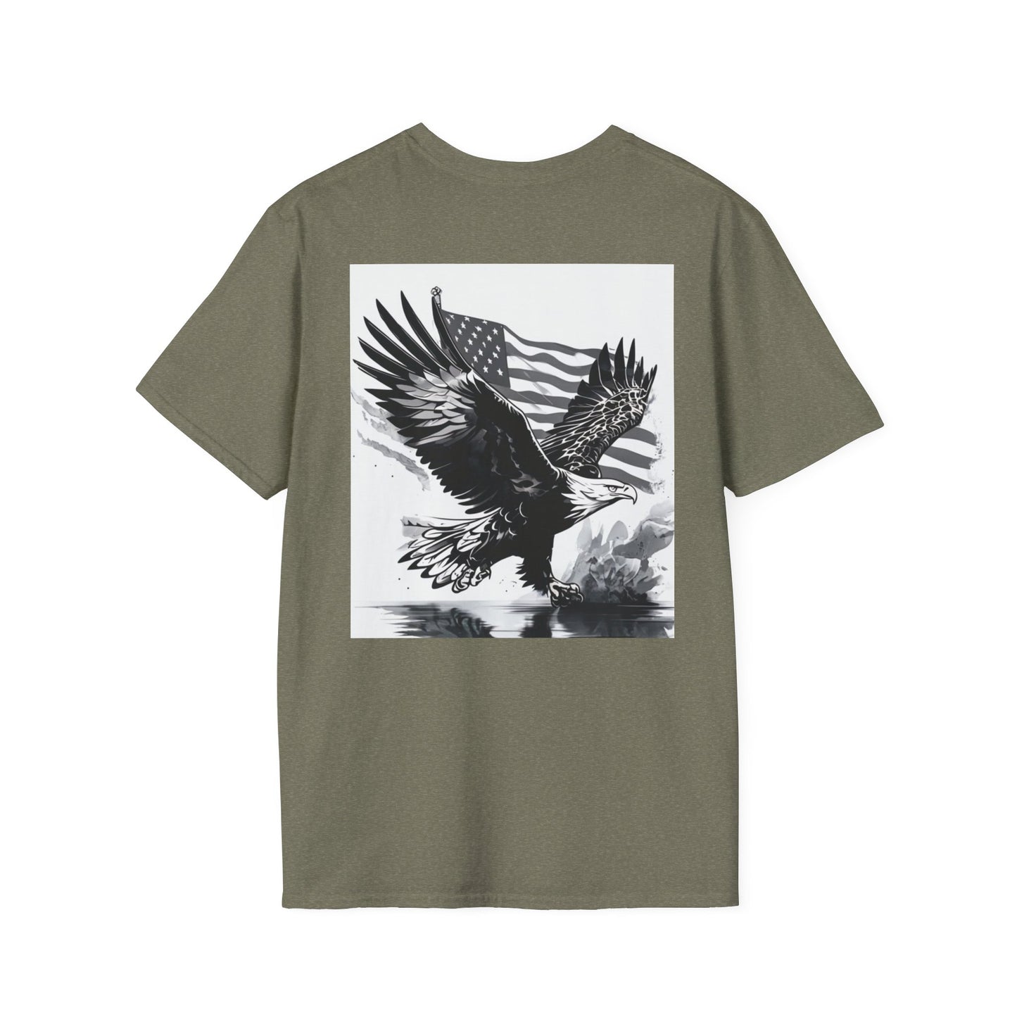 Patriotic Eagle Unisex Softstyle T-Shirt, American Eagle Tee, Fourth of July Shirt, Nature Lover Gift, Casual Vintage Style