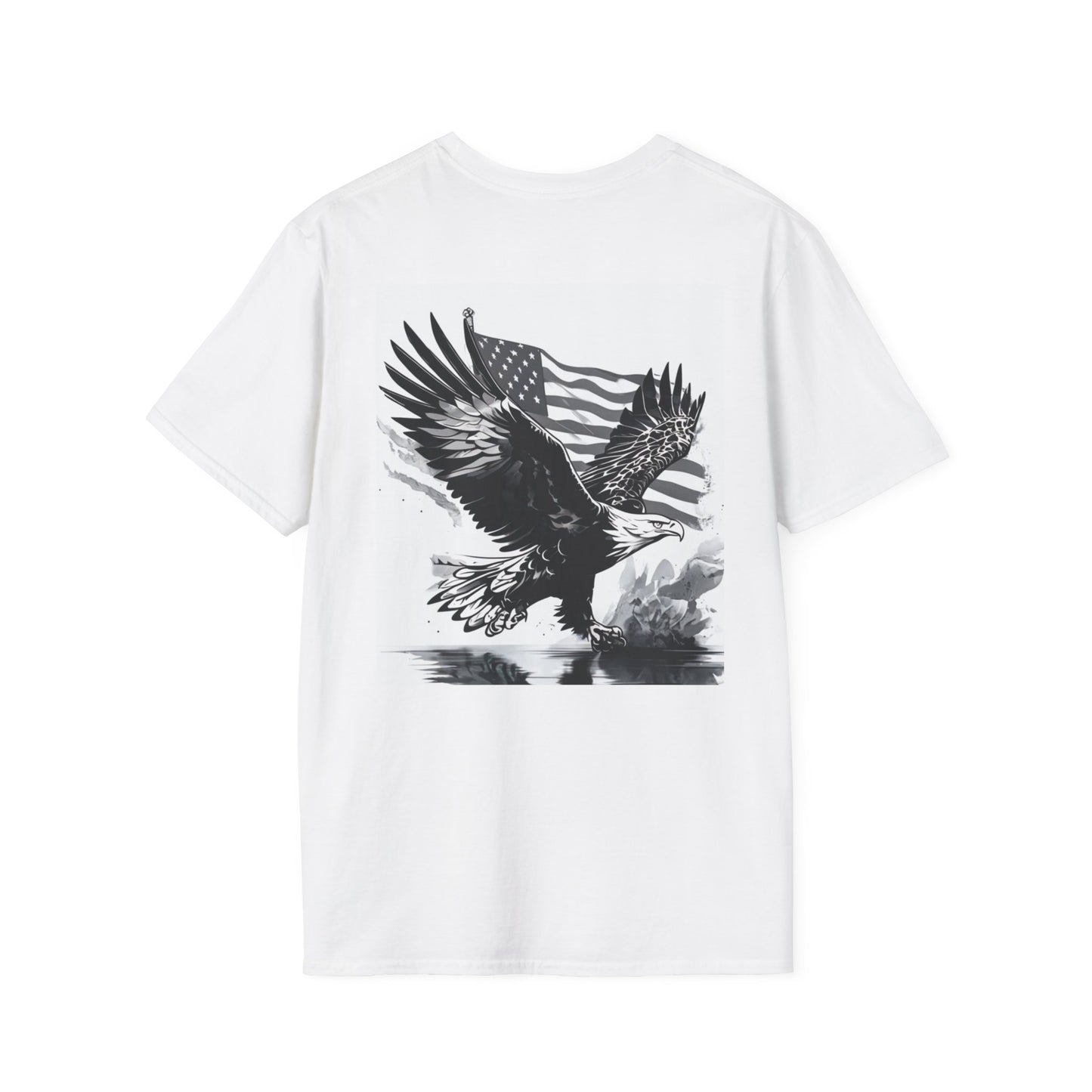 Patriotic Eagle Unisex Softstyle T-Shirt, American Eagle Tee, Fourth of July Shirt, Nature Lover Gift, Casual Vintage Style