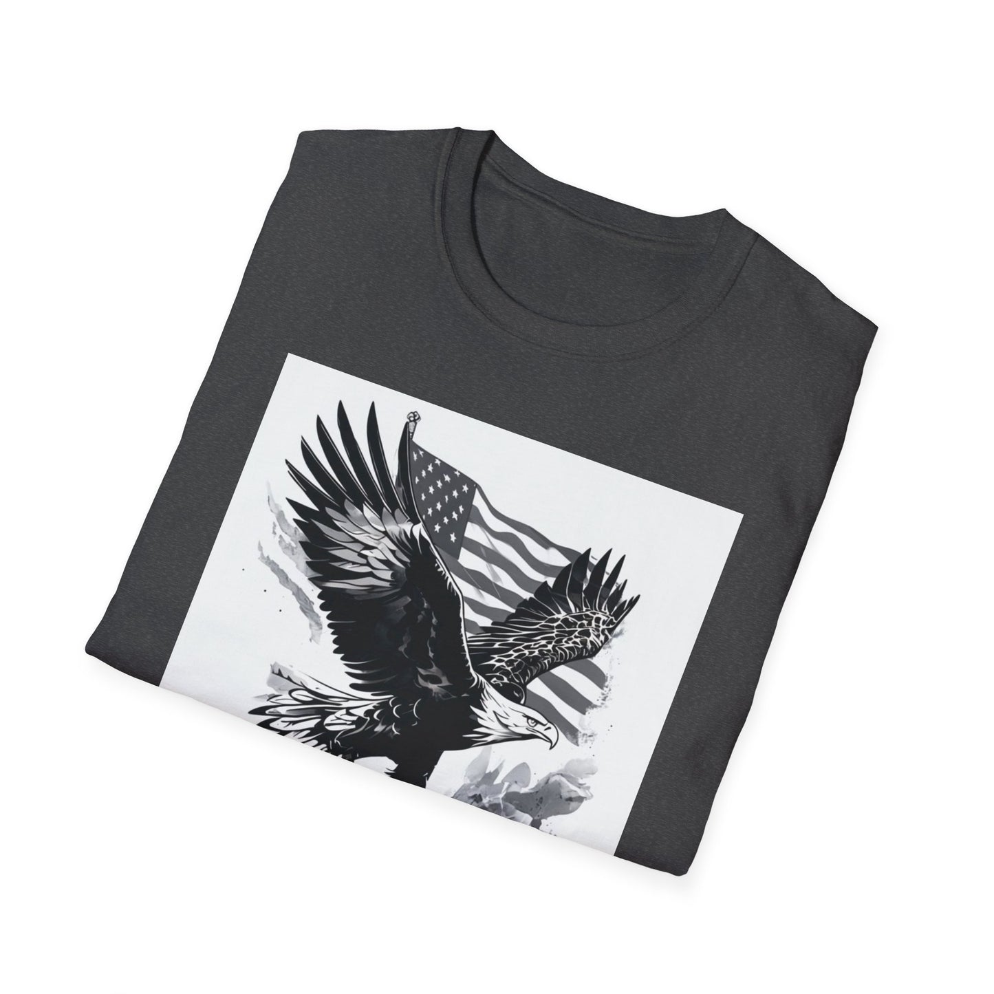 Patriotic Eagle Unisex Softstyle T-Shirt, American Eagle Tee, Fourth of July Shirt, Nature Lover Gift, Casual Vintage Style