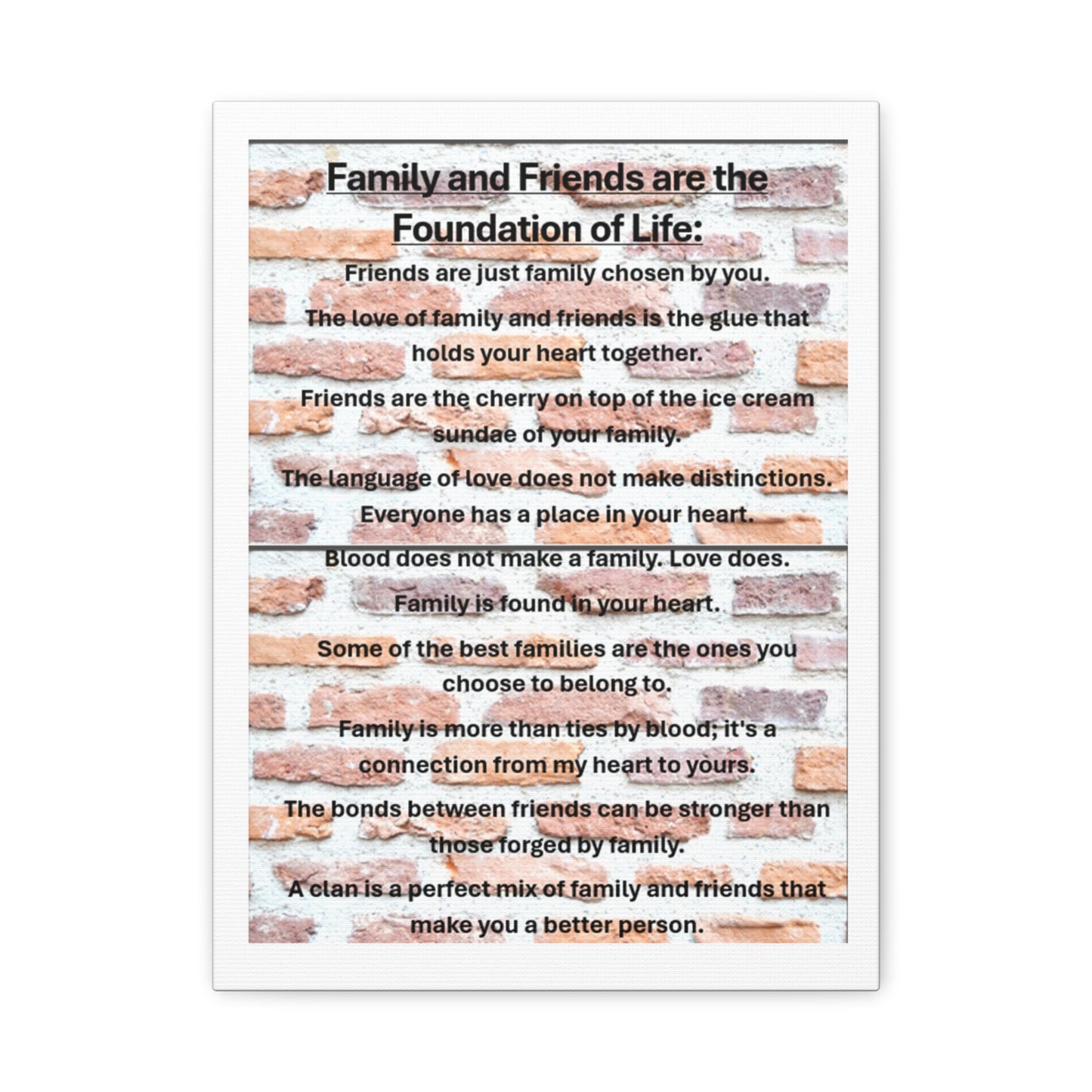Inspirational Canvas Wall Art, Family and Friends Quote, Home Decor, Meaningful
