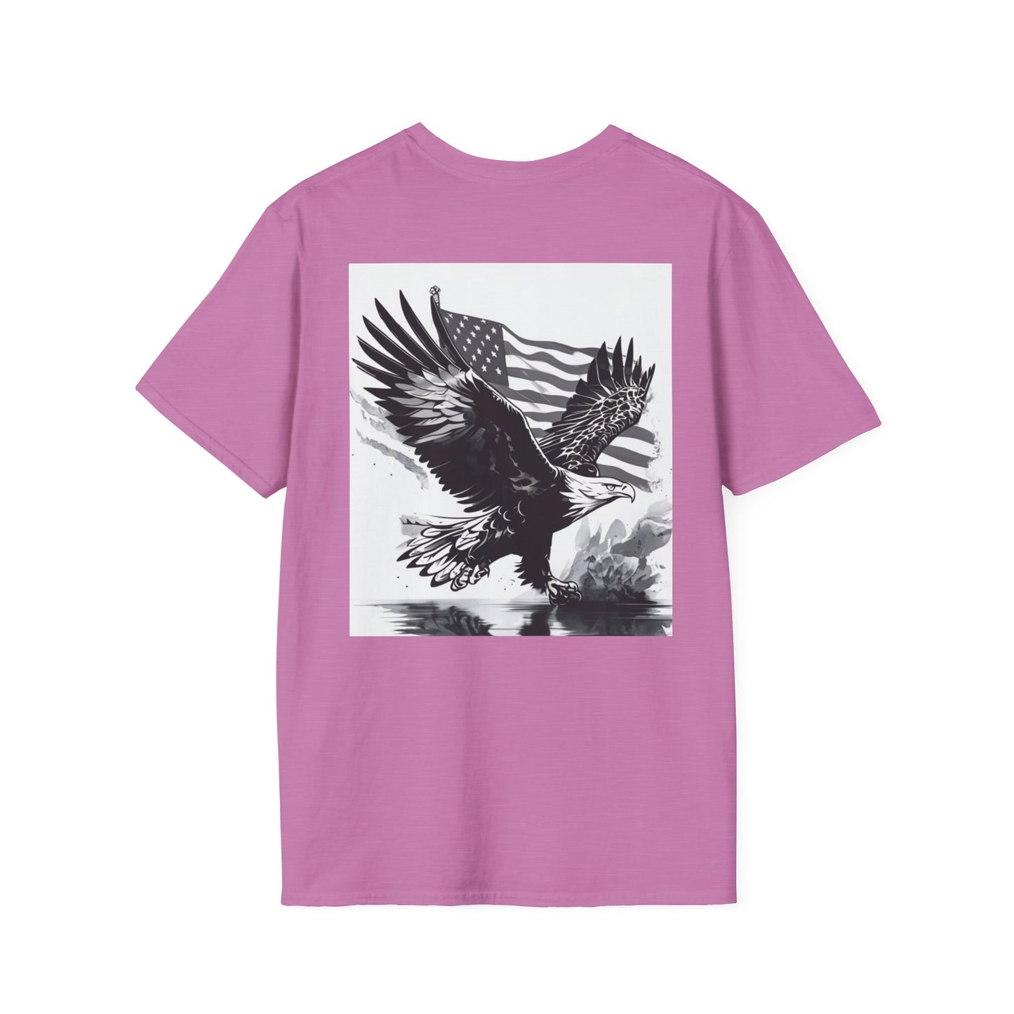 Patriotic Eagle Unisex Softstyle T-Shirt, American Eagle Tee, Fourth of July Shirt, Nature Lover Gift, Casual Vintage Style