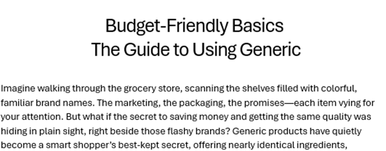 Budget-Friendly Basics The Guide to Using Generic - Printable Document