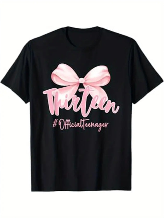 Thirteen Official Teenager Coquette 13th Birthday Girl Teen T-Shirt, Halloween Thanksgiving Christmas Gift For Men Women Family Friends, S-XXXL, Black