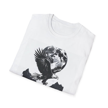 Moonlit Eagle Unisex Softstyle T-Shirt | Bohemian Graphic Tee for Nature Lovers | Perfect for Casual Wear, Outdoor Adventures, Gift Ideas