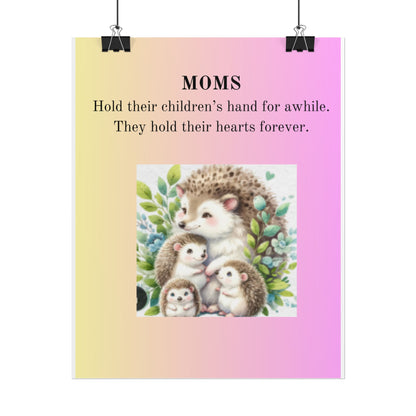 Heartwarming Mom Rolled Poster - Colorful Hedgehog Design