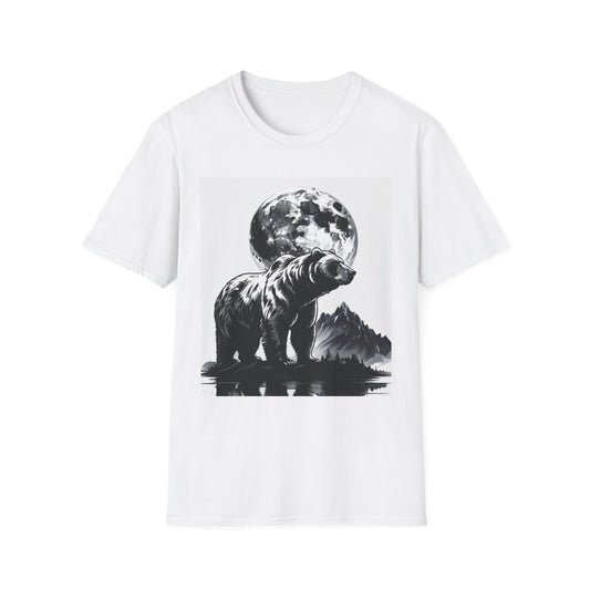 Moonlit Bear Unisex T-Shirt | Nature Lover Gift, Wildlife Tee, Outdoor Adventure Shirt, Graphic Apparel, Eco-Friendly Fashion