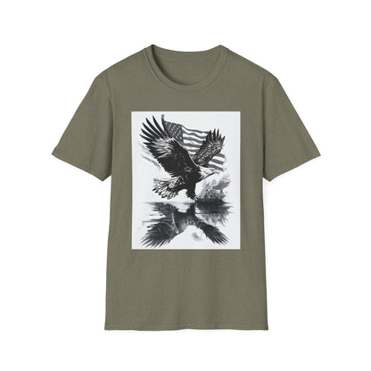 Patriotic Eagle Unisex Softstyle T-Shirt, American Eagle Tee, Fourth of July Shirt, Nature Lover Gift, Casual Vintage Style