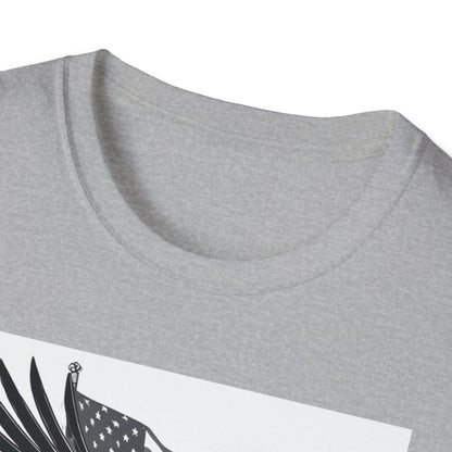 Patriotic Eagle Unisex Softstyle T-Shirt, American Eagle Tee, Fourth of July Shirt, Nature Lover Gift, Casual Vintage Style