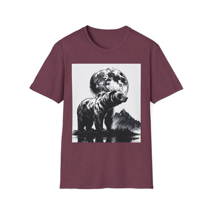 Moonlit Bear Unisex T-Shirt | Nature Lover Gift, Wildlife Tee, Outdoor Adventure Shirt, Graphic Apparel, Eco-Friendly Fashion