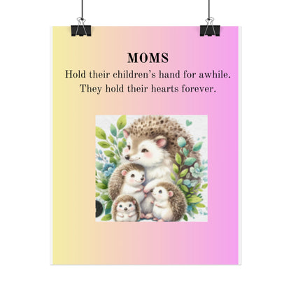 Heartwarming Mom Rolled Poster - Colorful Hedgehog Design