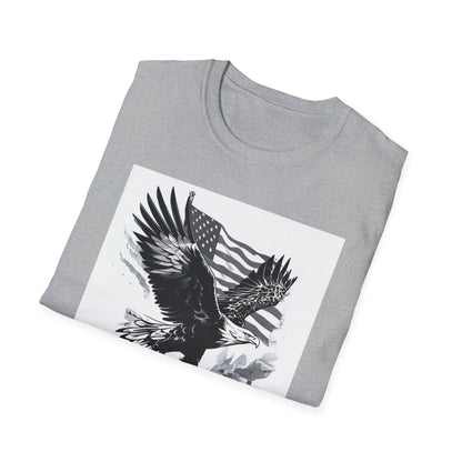Patriotic Eagle Unisex Softstyle T-Shirt, American Eagle Tee, Fourth of July Shirt, Nature Lover Gift, Casual Vintage Style