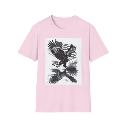 Patriotic Eagle Unisex Softstyle T-Shirt, American Eagle Tee, Fourth of July Shirt, Nature Lover Gift, Casual Vintage Style