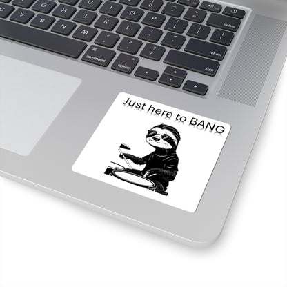 Funny Sloth Drummer Kiss-Cut Stickers - Cute Laptop Decals, Music Lover Gifts, Cool Wall Art, Fun Stickers for Kids