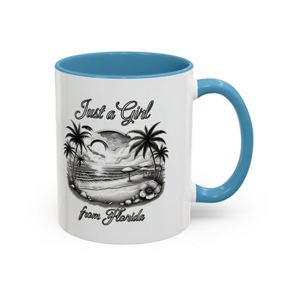 Florida Vibes Coffee Mug, Just a Girl from Florida Gift, Tropical Beach Mug, Souvenir Coffee Cup, Summery Drinkware