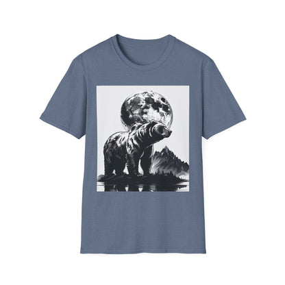 Moonlit Bear Unisex T-Shirt | Nature Lover Gift, Wildlife Tee, Outdoor Adventure Shirt, Graphic Apparel, Eco-Friendly Fashion