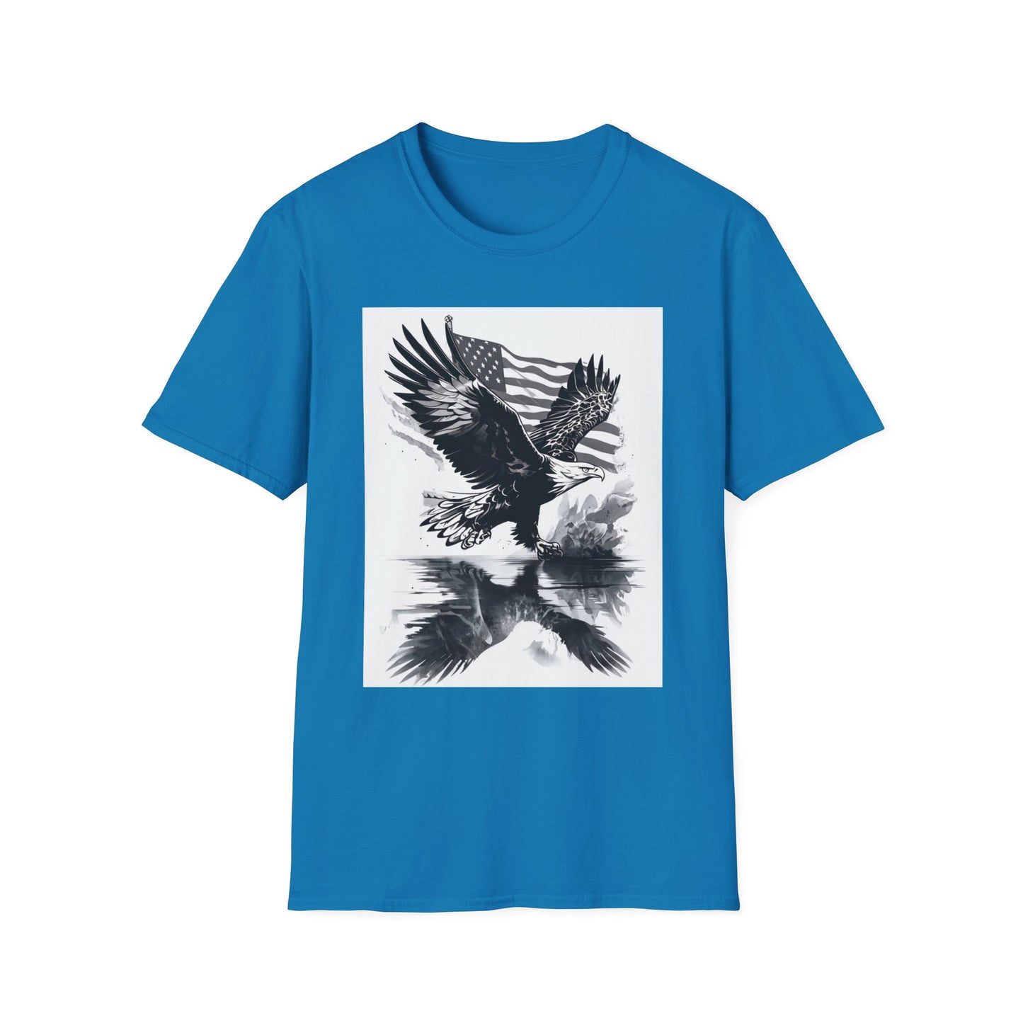 Patriotic Eagle Unisex Softstyle T-Shirt, American Eagle Tee, Fourth of July Shirt, Nature Lover Gift, Casual Vintage Style