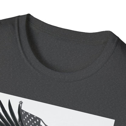 Patriotic Eagle Unisex Softstyle T-Shirt, American Eagle Tee, Fourth of July Shirt, Nature Lover Gift, Casual Vintage Style