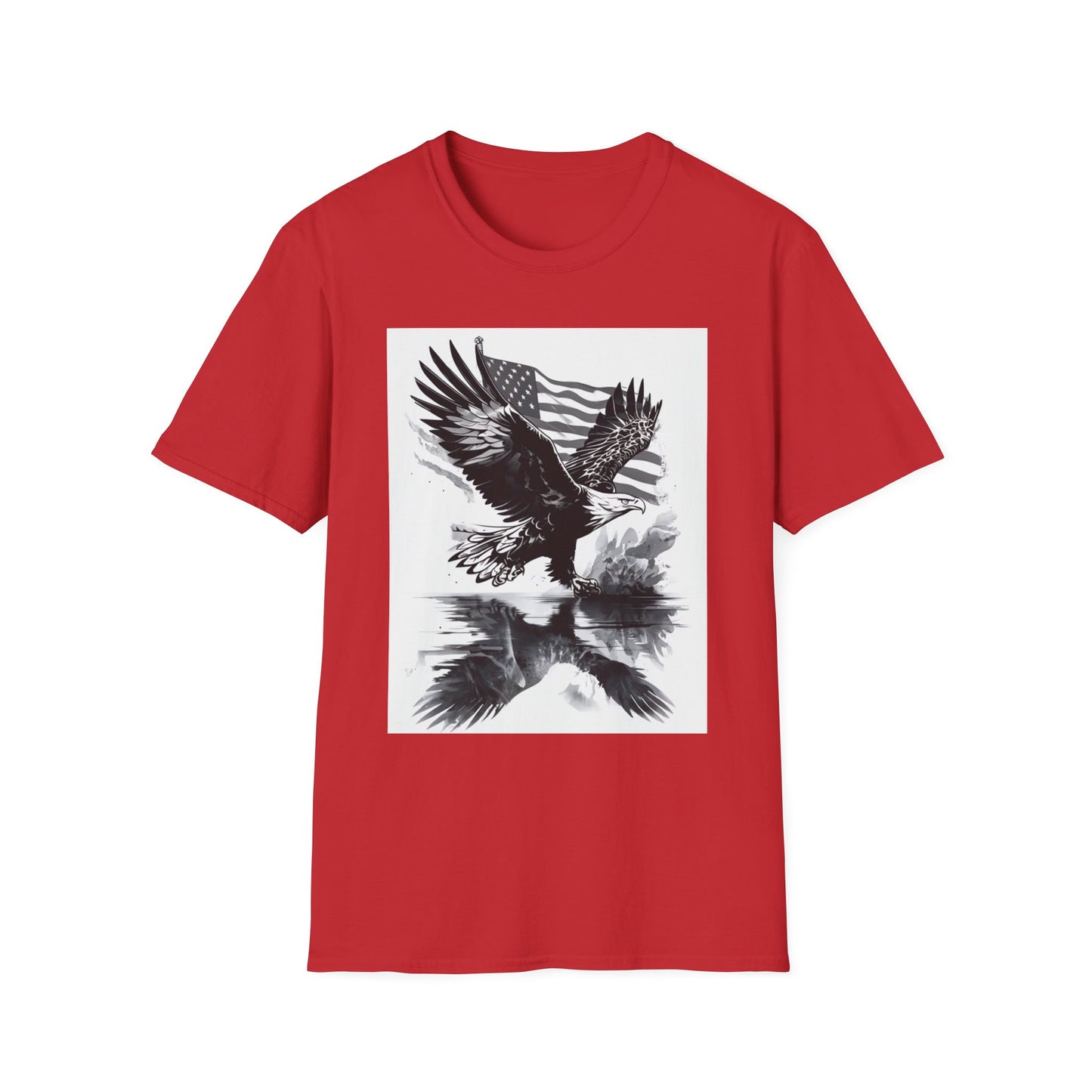 Patriotic Eagle Unisex Softstyle T-Shirt, American Eagle Tee, Fourth of July Shirt, Nature Lover Gift, Casual Vintage Style