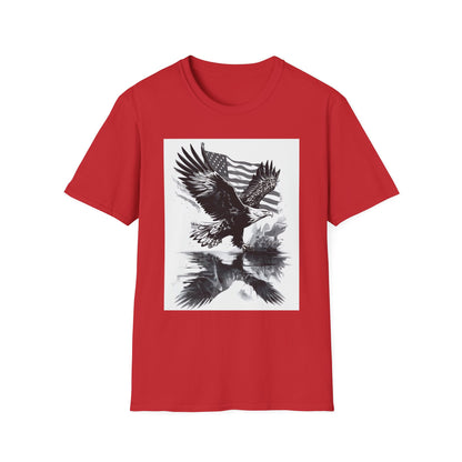 Patriotic Eagle Unisex Softstyle T-Shirt, American Eagle Tee, Fourth of July Shirt, Nature Lover Gift, Casual Vintage Style