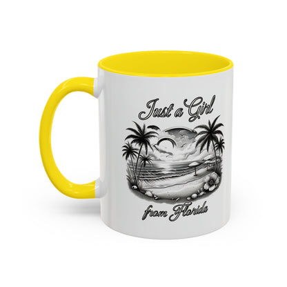 Florida Vibes Coffee Mug, Just a Girl from Florida Gift, Tropical Beach Mug, Souvenir Coffee Cup, Summery Drinkware