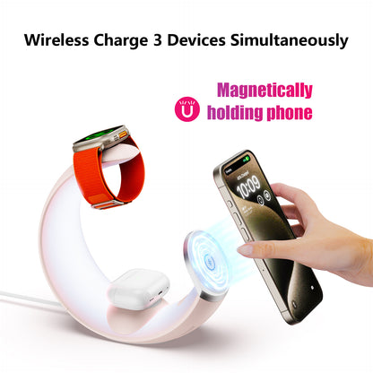 4-in-1 Crescent Magnetic Wireless Charger Stand For Multiple Devices NO Plug