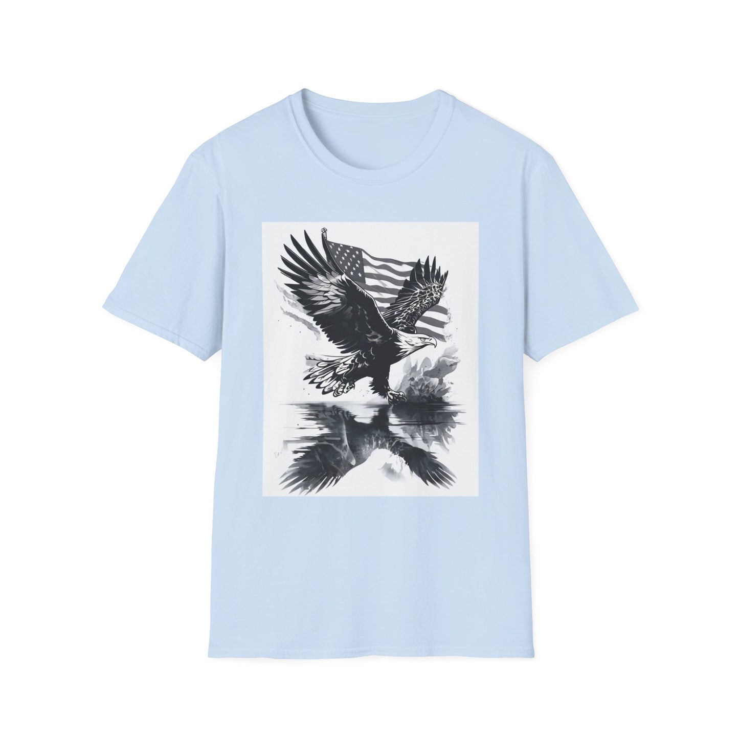 Patriotic Eagle Unisex Softstyle T-Shirt, American Eagle Tee, Fourth of July Shirt, Nature Lover Gift, Casual Vintage Style