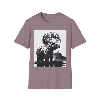 Moonlit Bear Unisex T-Shirt | Nature Lover Gift, Wildlife Tee, Outdoor Adventure Shirt, Graphic Apparel, Eco-Friendly Fashion