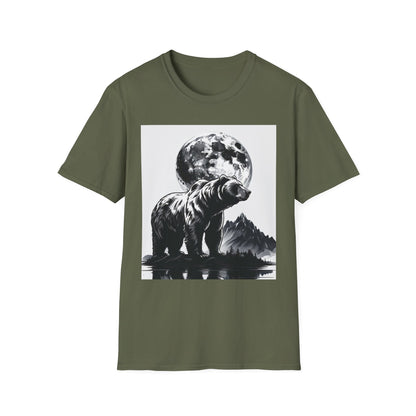 Moonlit Bear Unisex T-Shirt | Nature Lover Gift, Wildlife Tee, Outdoor Adventure Shirt, Graphic Apparel, Eco-Friendly Fashion