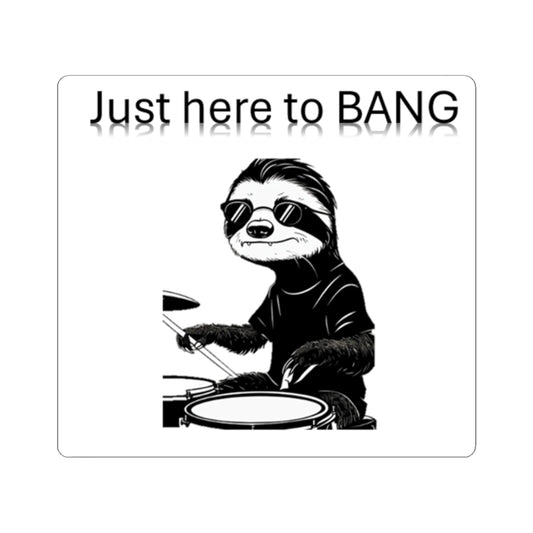 Funny Sloth Drummer Kiss-Cut Stickers - Cute Laptop Decals, Music Lover Gifts, Cool Wall Art, Fun Stickers for Kids