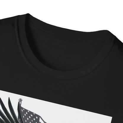 Patriotic Eagle Unisex Softstyle T-Shirt, American Eagle Tee, Fourth of July Shirt, Nature Lover Gift, Casual Vintage Style