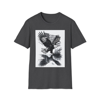 Patriotic Eagle Unisex Softstyle T-Shirt, American Eagle Tee, Fourth of July Shirt, Nature Lover Gift, Casual Vintage Style