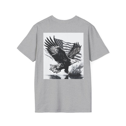 Patriotic Eagle Unisex Softstyle T-Shirt, American Eagle Tee, Fourth of July Shirt, Nature Lover Gift, Casual Vintage Style