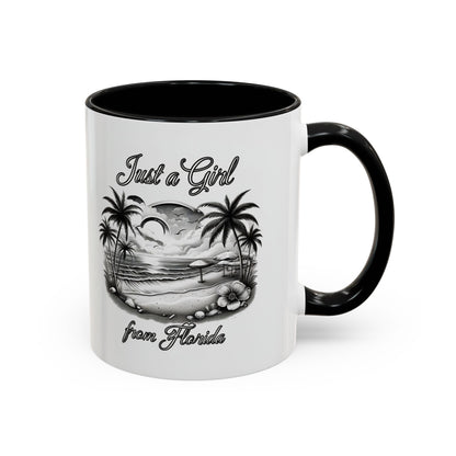 Florida Vibes Coffee Mug, Just a Girl from Florida Gift, Tropical Beach Mug, Souvenir Coffee Cup, Summery Drinkware