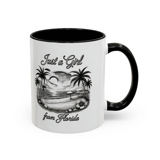 Florida Vibes Coffee Mug, Just a Girl from Florida Gift, Tropical Beach Mug, Souvenir Coffee Cup, Summery Drinkware