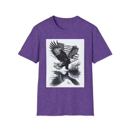 Patriotic Eagle Unisex Softstyle T-Shirt, American Eagle Tee, Fourth of July Shirt, Nature Lover Gift, Casual Vintage Style