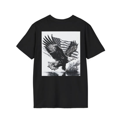 Patriotic Eagle Unisex Softstyle T-Shirt, American Eagle Tee, Fourth of July Shirt, Nature Lover Gift, Casual Vintage Style