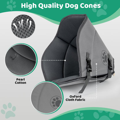 IFurffy Dog Cone For After Surgery,Breathable Soft Dog Cone For Large Medium Small Size Dog, Adjustable Drawstring And Buckle Dog Recovery Collar To Stop Licking And Scratching Wound,XL