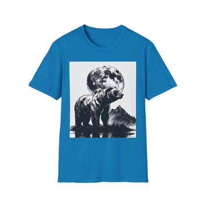 Moonlit Bear Unisex T-Shirt | Nature Lover Gift, Wildlife Tee, Outdoor Adventure Shirt, Graphic Apparel, Eco-Friendly Fashion