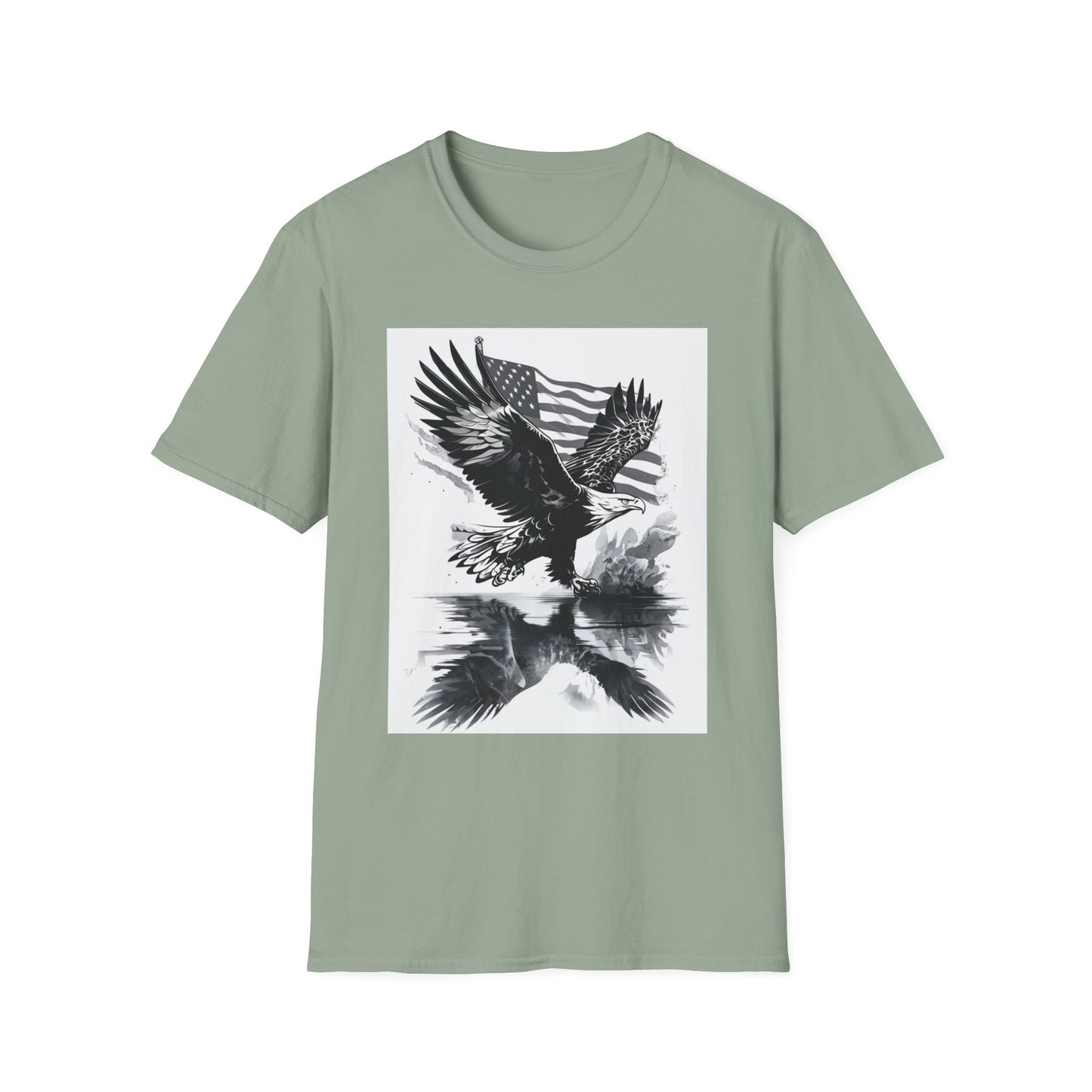 Patriotic Eagle Unisex Softstyle T-Shirt, American Eagle Tee, Fourth of July Shirt, Nature Lover Gift, Casual Vintage Style