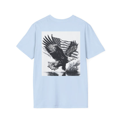Patriotic Eagle Unisex Softstyle T-Shirt, American Eagle Tee, Fourth of July Shirt, Nature Lover Gift, Casual Vintage Style