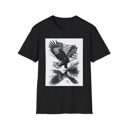 Patriotic Eagle Unisex Softstyle T-Shirt, American Eagle Tee, Fourth of July Shirt, Nature Lover Gift, Casual Vintage Style