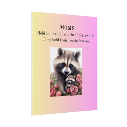 Heartfelt Mom's Rolled Poster - Adorable Raccoon Design