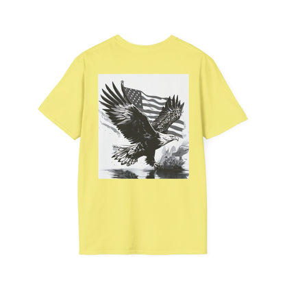 Patriotic Eagle Unisex Softstyle T-Shirt, American Eagle Tee, Fourth of July Shirt, Nature Lover Gift, Casual Vintage Style