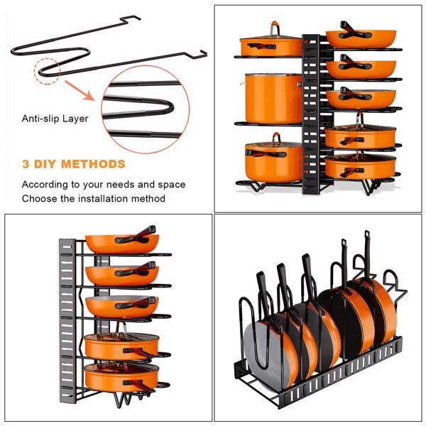 2 Pieces Of Kitchen Organization And Storage Racks, Adjustable Pot Cover Brackets And Pot Racks, Not Shipped On Weekends