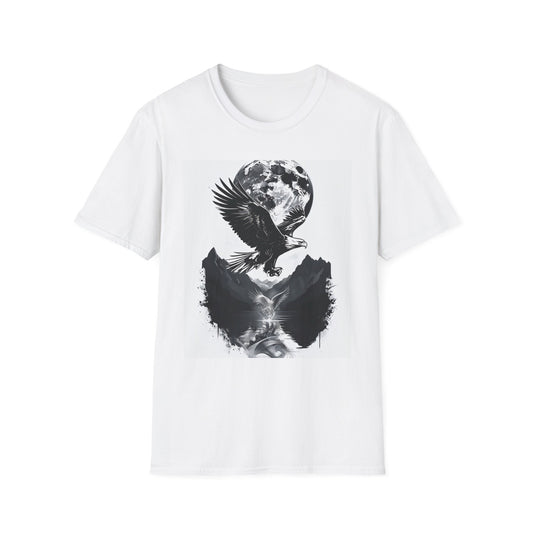 Moonlit Eagle Unisex Softstyle T-Shirt | Bohemian Graphic Tee for Nature Lovers | Perfect for Casual Wear, Outdoor Adventures, Gift Ideas