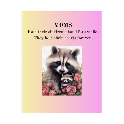 Heartfelt Mom's Rolled Poster - Adorable Raccoon Design