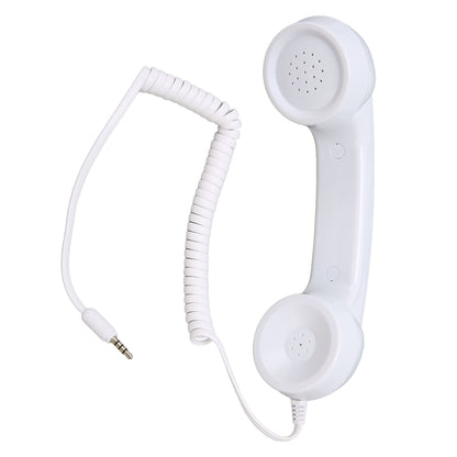 Retro Phone Handset Multifunction Radiation Proof Handheld Cell Phone Receiver for Mobile Phones Computers White