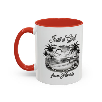 Florida Vibes Coffee Mug, Just a Girl from Florida Gift, Tropical Beach Mug, Souvenir Coffee Cup, Summery Drinkware