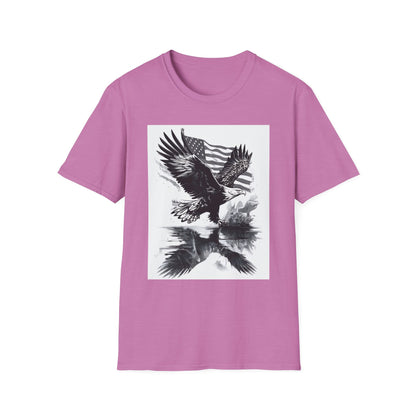 Patriotic Eagle Unisex Softstyle T-Shirt, American Eagle Tee, Fourth of July Shirt, Nature Lover Gift, Casual Vintage Style